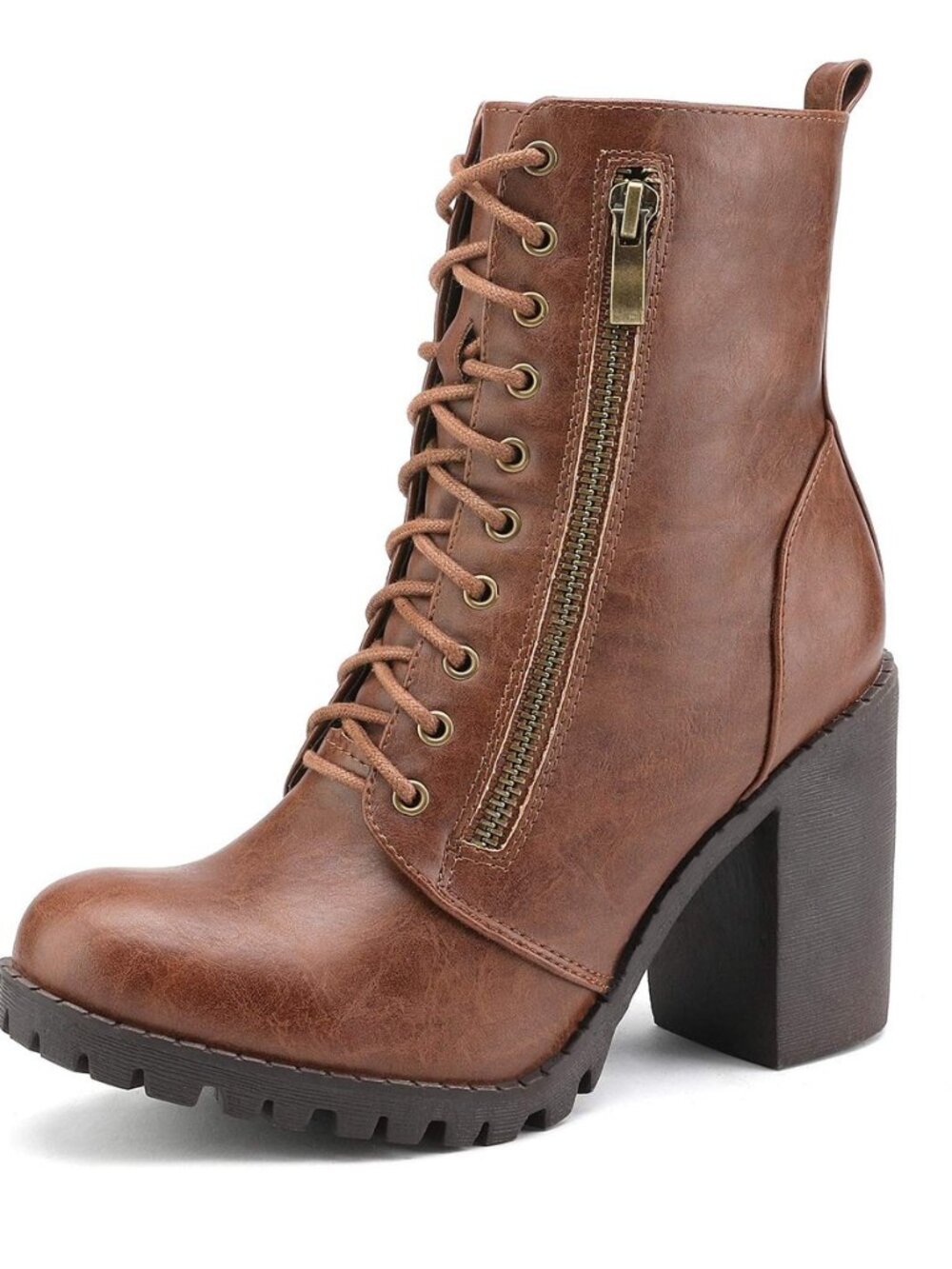 Women's Combat Ankle Chunky Heel Lace up Booties